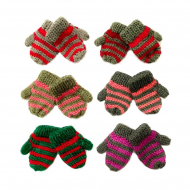 165753_Варежки № 1/14 вязаные для игрушек 5 см, цв. зеленый-оливковый/в ассортименте, 5 пар
