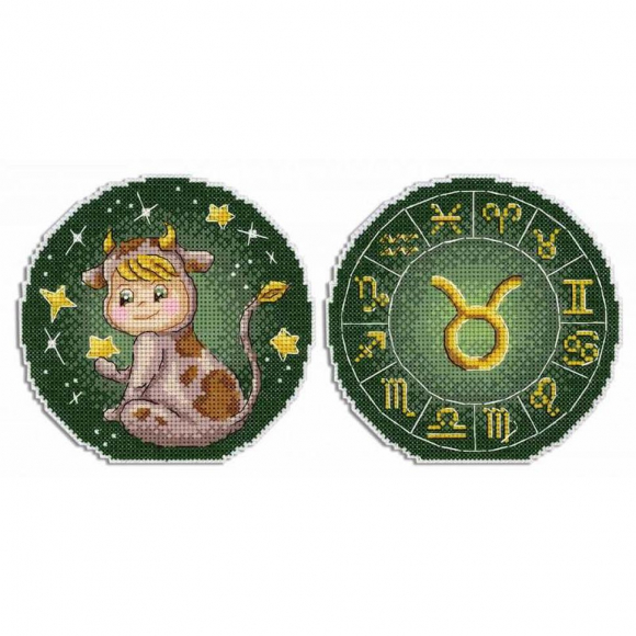 Набор для вышивания ЖАР-ПТИЦА арт.Р-699 Знаки Зодиака. Телец. 12х12 см