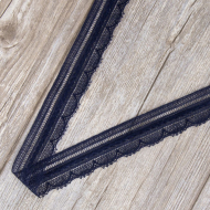 Мерсеризованное хлопковое кружево, 33 мм, цвет темно-синий