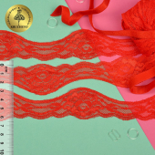 Кружево-стрейч арт.TBY 6641 шир.37мм цв.03 красный уп.18,3м