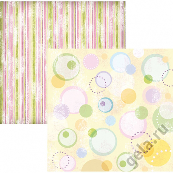 52802_Бумага двухсторонняя для скрапбукинга "Круги и полосы"