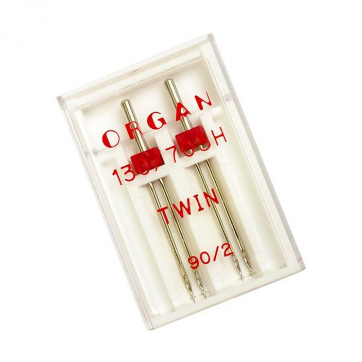 Иглы для бытовых швейных машин ORGAN двойные №90/2, уп.2 иглы