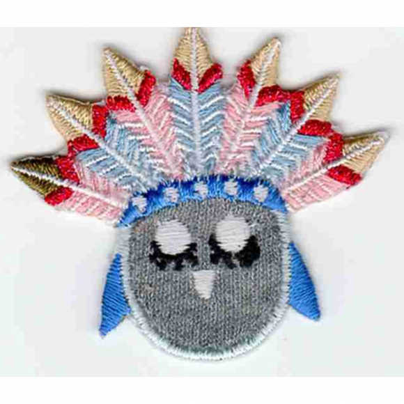 Термоаппликация HKM "Eule grau mit Federkopfschmuck"