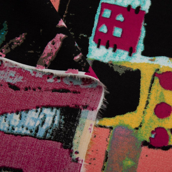 Ткань Штапель 90 г/м? 100% вискоза шир.145 см арт.Р.31114.02 цв.02 малиновый рул.50м