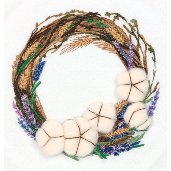 Набор для вышивания PANNA Живая картина арт. JK-2170 Венок с хлопком 20х20,5 см