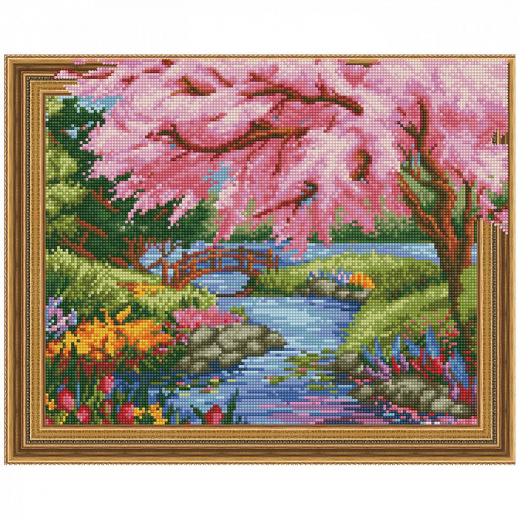 Картина 3D мозаика с нанесенной рамкой Molly арт.KM0774 Весна в разгаре (35 цветов) 40х50 см