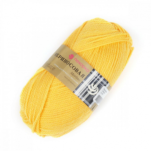 Пряжа для вязания ПЕХ Мериносовая (50% шерсть, 50% акрил) 10х100г/200м цв.012 желток Пряжа для вязания ПЕХ Мериносовая (50% шерсть, 50% акрил) 10х100г/200м цв.012 желток
