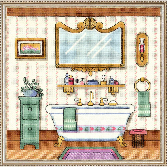 Набор для вышивания JANLYNN арт.006-0100 Ванна в викторианском стиле 25,4х25,4 см
