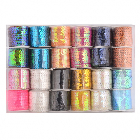 Набор пайеток на нитях 6мм арт.TBY-FLK1.MIX уп.24штх5м