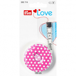 282714 PRYM Prym Love - Рулетка с сантиметровой шкалой 150см, поливолокнистая ткань/металл, белый/ярко-розовый