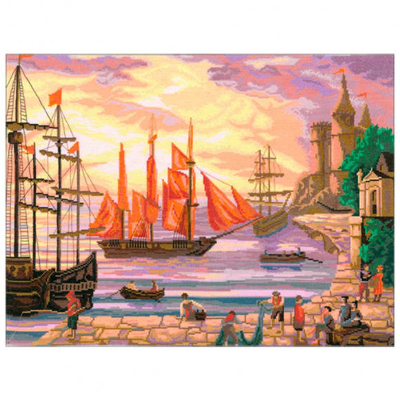 Набор для вышивания мулине НИТЕКС арт.0291 Гавань 54х40 см