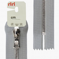 66112_Молния металл, Ni, неразъёмная, на атласной тесьме, 6 мм, 18 см, цвет 9112, голубовато-серый