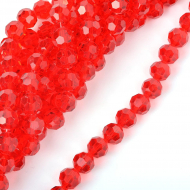 Бусины граненые Рондель (стекло) на нитях арт.TBY-R-2 12мм  цв.27 красный уп.20шт х50 бусин