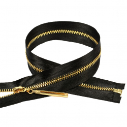 Молния MaxZipper мет. №3 золото атласная тесьма, 70 см цв.F322 черный уп.10шт
