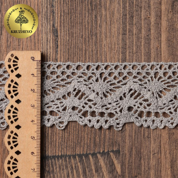 Тесьма вязаная KRUZHEVO 45мм TBY-5235 цв.25 св.серый уп.10м