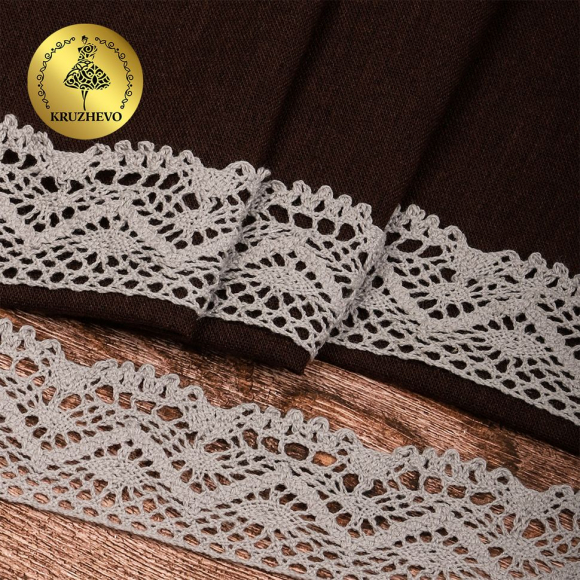 Тесьма вязаная KRUZHEVO 45мм TBY-5235 цв.25 св.серый уп.10м