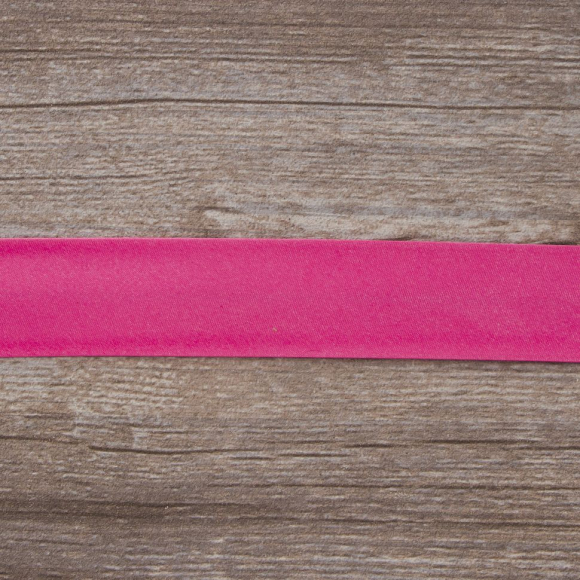 Косая бейка атласная 30 мм, 25 м, цвет 142, ярко-розовый