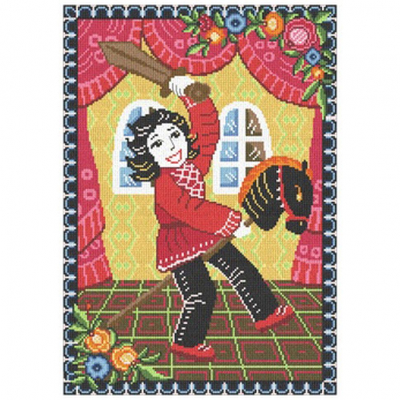 Набор для вышивания мулине НИТЕКС арт.0268 Мальчик с лошадкой 21х30 см
