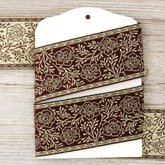 109390_Лента жаккард с люрексом SAFISA, 50 мм, 15 м, цвет 30, бордо