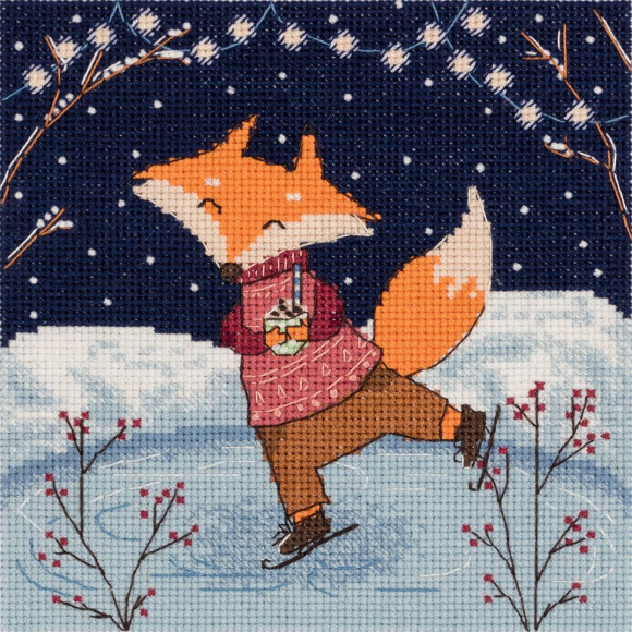 Набор для вышивания PANNA арт. OT-7376 Открытка. Вечер на катке 12,5х12 см