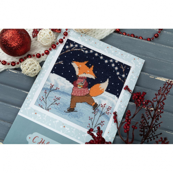 Набор для вышивания PANNA арт. OT-7376 Открытка. Вечер на катке 12,5х12 см