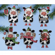163033_Набор для вышивания елочных украшений "Рождественские коровы"