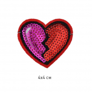 Термоаппликации арт.TBY-2163 Сердце с пайетками 4х4см, двухцветное уп.10шт.