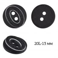 Пуговицы пластик TBY P-L12 цв.черный-белый 20L-12-13мм, 2 прокола, 50 шт