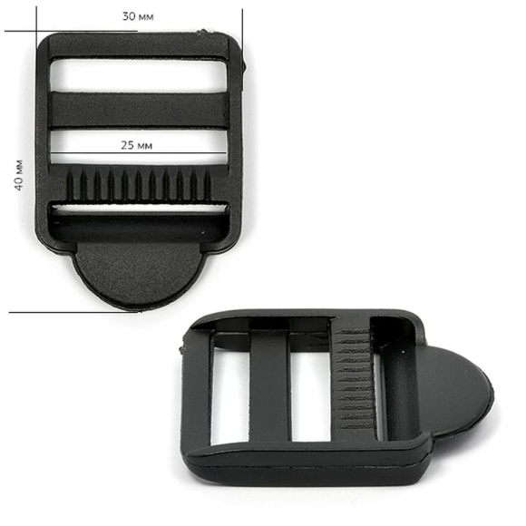 Пряжка трёхщелевая 25мм черный уп.1000шт Пряжка трёхщелевая 25мм черный уп.1000шт