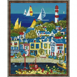 Картина мозаикой с нанесенной рамкой Molly арт.KC0009 Жизнь у моря (34 цвета) 40х50 см
