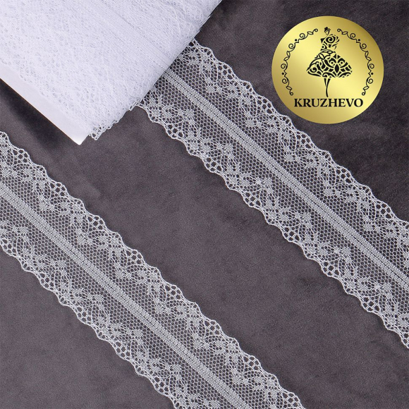 Кружево-трикотаж KRUZHEVO арт.TBY 150-1 шир.40мм цв.01 белый, уп.27,4м