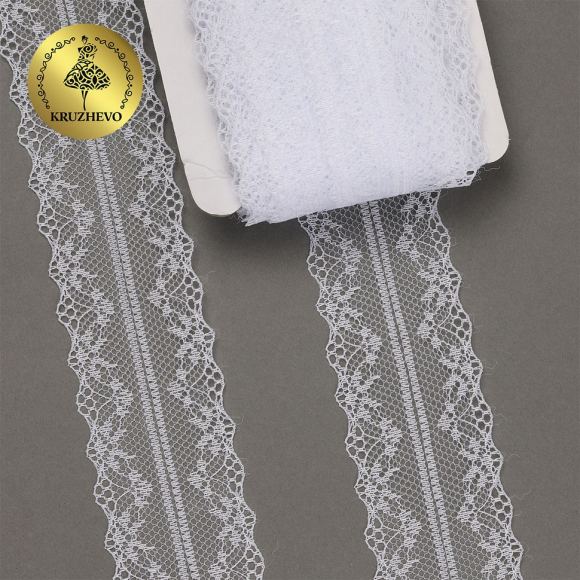 Кружево-трикотаж KRUZHEVO арт.TBY 150-1 шир.40мм цв.01 белый, уп.27,4м