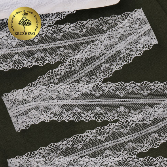 Кружево-трикотаж KRUZHEVO арт.TBY 150-1 шир.40мм цв.01 белый, уп.27,4м