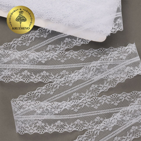 Кружево-трикотаж KRUZHEVO арт.TBY 150-1 шир.40мм цв.01 белый, уп.27,4м