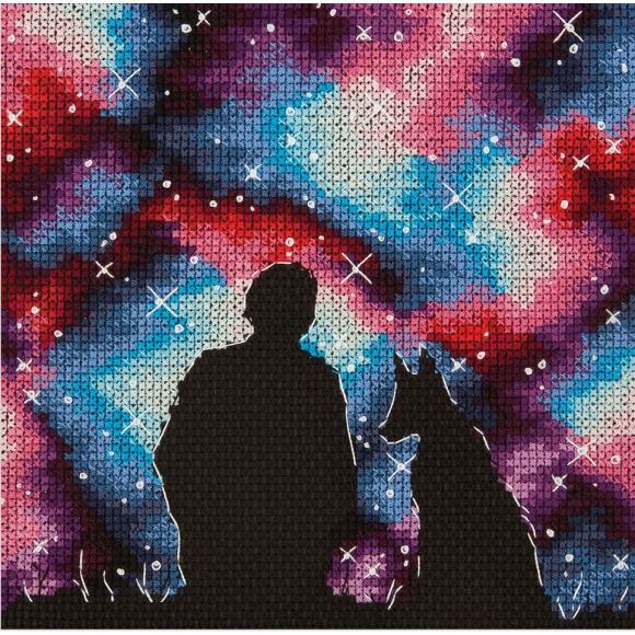 Набор для вышивания PANNA арт. KS-7250 Лучшие друзья во Вселенной 14,5х14,5 см