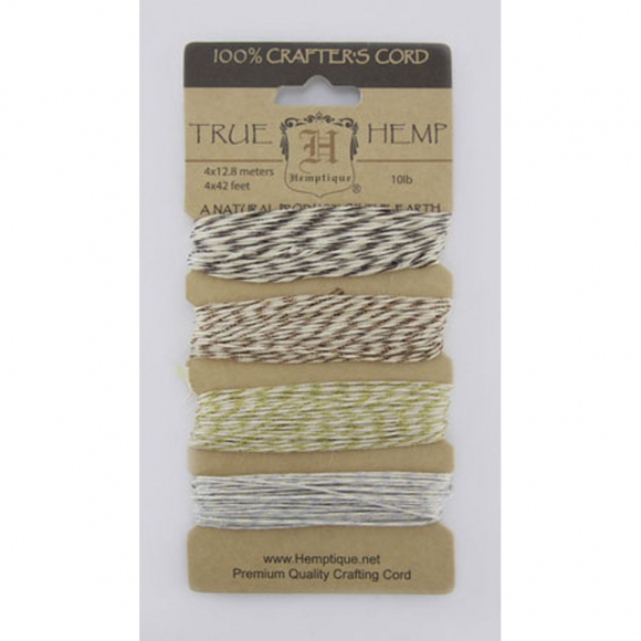 Шнуры на блистере HEMPTIQUE #10 - 0,5 мм, 4 цвета по 12,8 м