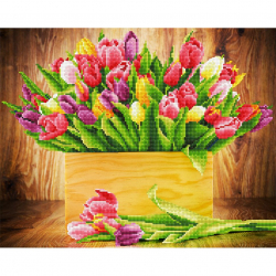 Кристальная мозаика на холсте ФРЕЯ арт.ALV-80 Тюльпаны 40х50 см