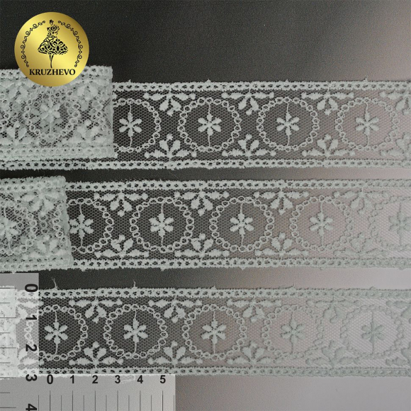 Кружево на сетке KRUZHEVO арт.TR.4010 шир.30мм цв.376 нежная мята уп.14м