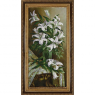 Рисунок на ткани (Бисер) КОНЁК арт. 8480 Белые лилии 25х45 см Рисунок на ткани (Бисер) КОНЁК арт. 8480 Белые лилии 25х45 см