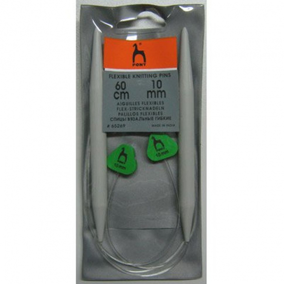 65269 PONY Спицы для вязания прямые, гибкие 60 см 10.00мм