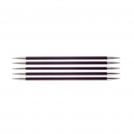 47043 Knit Pro Спицы чулочные для вязания Zing 6мм/20см, алюминий, 5шт