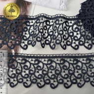 Кружево гипюр KRUZHEVO арт.TR.8G8386 шир.80мм цв.01 т.синий уп.9м