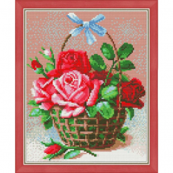Набор для изготовления картин АЛМАЗНАЯ ЖИВОПИСЬ арт.АЖ.1451 Корзинка роз 24х30 см