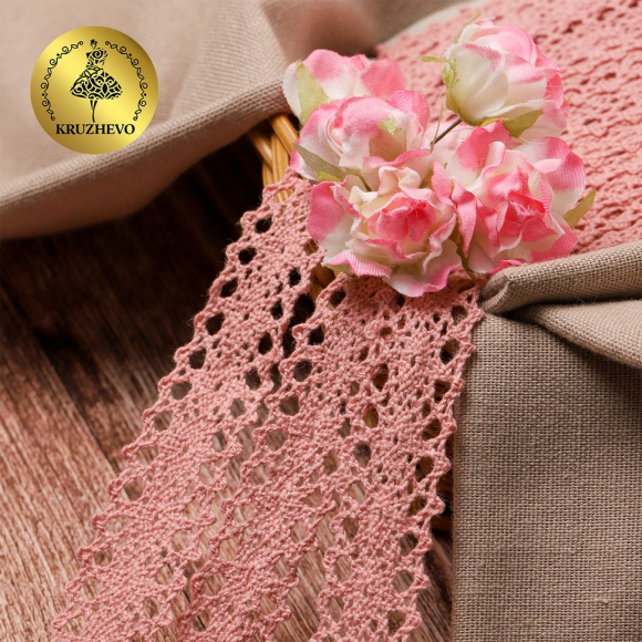 Тесьма вязаная KRUZHEVO 20мм TBY-6307-1 цв.32 розовый уп.10м