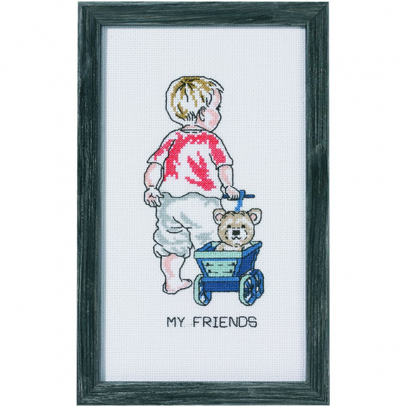 Набор для вышивания PERMIN арт.92-1183 Мальчик с паровозиком 16х28 см Набор для вышивания PERMIN арт.92-1183 Мальчик с паровозиком 16х28 см