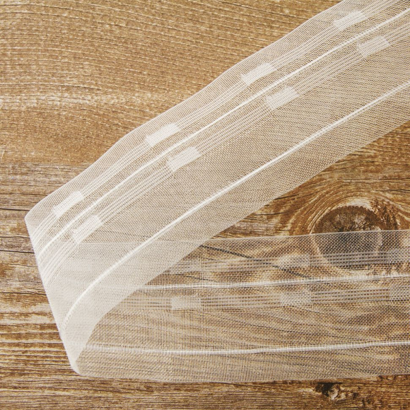 Лента шторная прозрачная, равномерная сборка, 50 мм, цвет белый