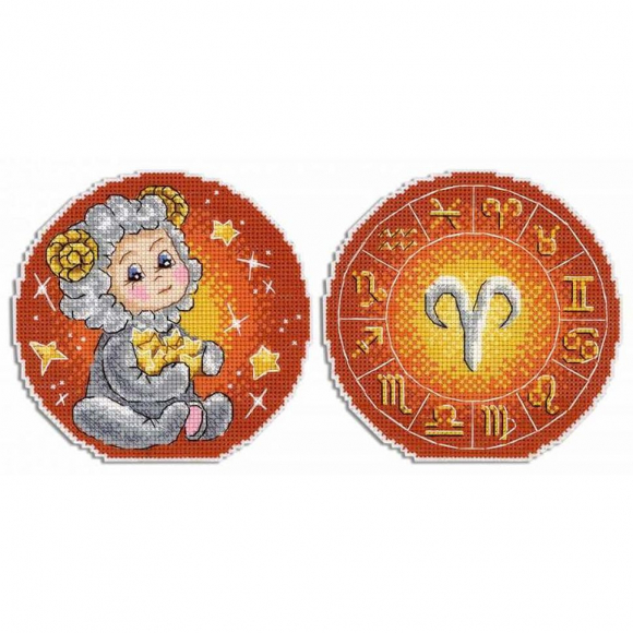 Набор для вышивания ЖАР-ПТИЦА арт.Р-695 Знаки Зодиака. Овен. 12х12 см