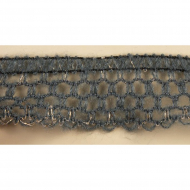 Тесьма-рюш паутинка арт.TBX.#008В односторонняя на резинке шир.30мм цв.серый-золото уп.45,7м