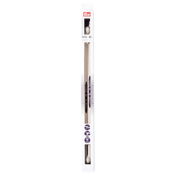 190413 PRYM Спицы прямые для вязания Prym ergonomics 40см 10мм high-tech полимер уп.2шт