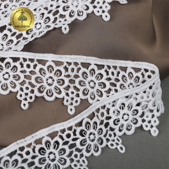 Кружево гипюр матовая нить KRUZHEVO арт.TBY.2508 шир.40мм цв.01 белый уп.13,71м